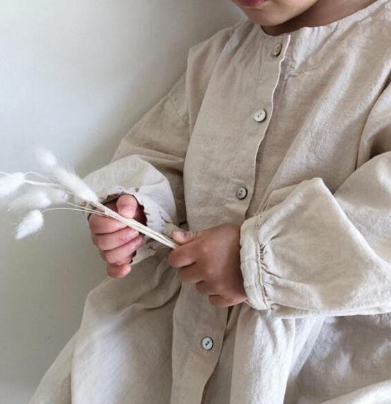 秋 女の子 シャツワンピース 森ガール リネン ゆったり 無地 子供服 おしゃれ ワンピース