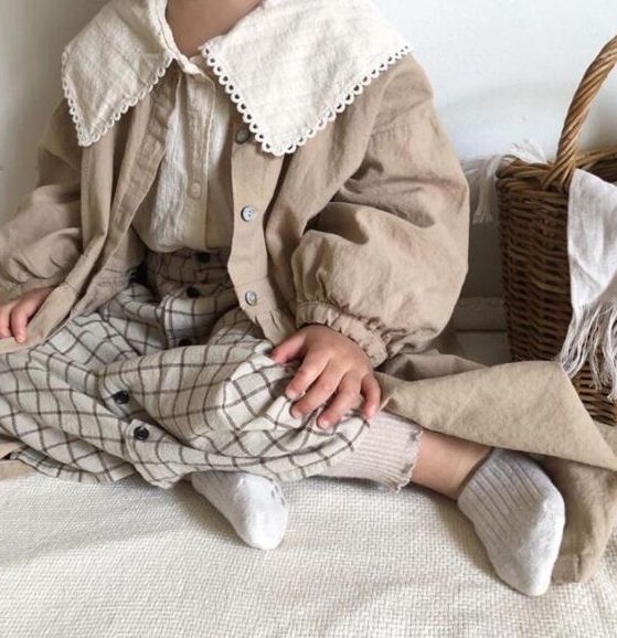 秋 女の子 シャツワンピース 森ガール リネン ゆったり 無地 子供服 おしゃれ ワンピース - 画像 (3)