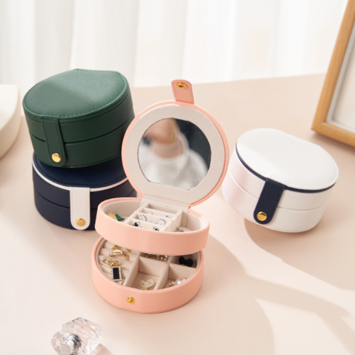 ジュエリーボックス アクセサリーケース アクセサリーボックス 収納ボックス コンパクト 丸型